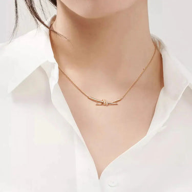 Luminous Pavé Knot Necklace-Necklaces-Blizzm