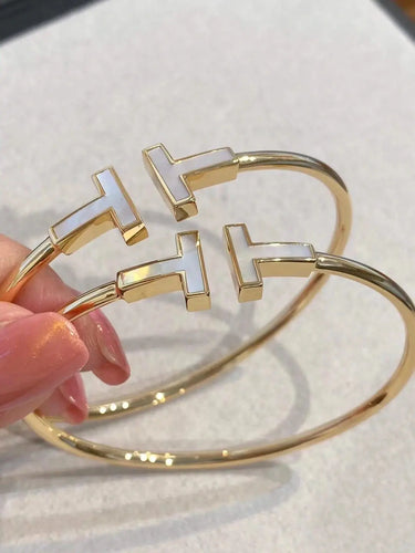Mother of Pearl Wire Bangle-Bracelets-Blizzm