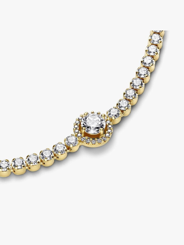 Sparkling Halo Tennis Bracelet-Bracelets-Blizzm