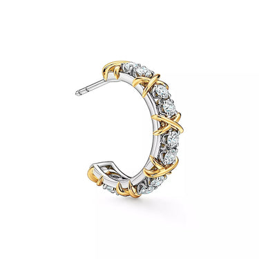 X-Motif Crystal Hoop Earrings-Earrings-Blizzm