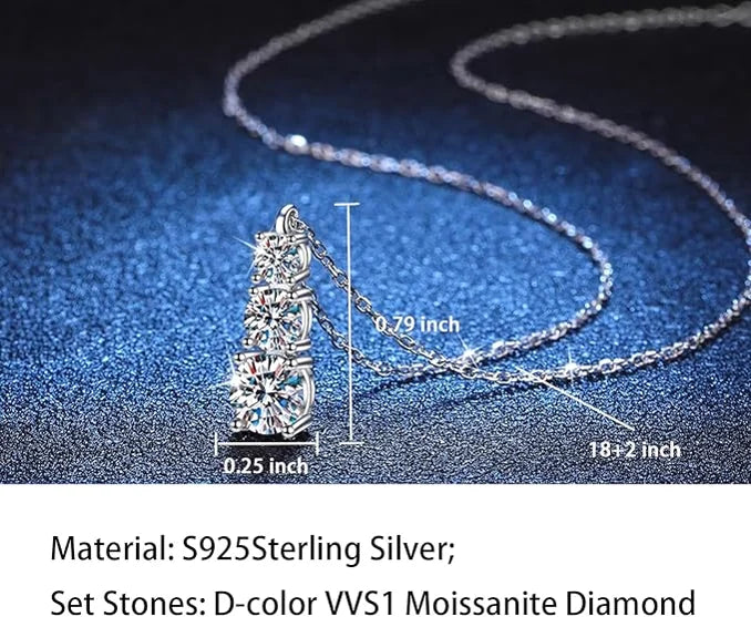 Moissanite Heart Silver Necklace