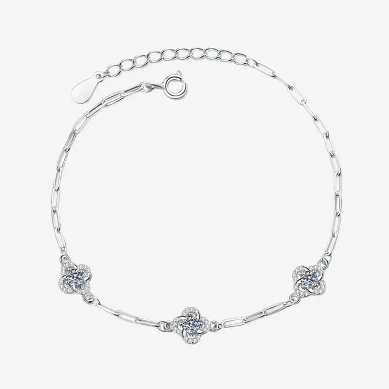 Moissanite Flower Chain Bracelet