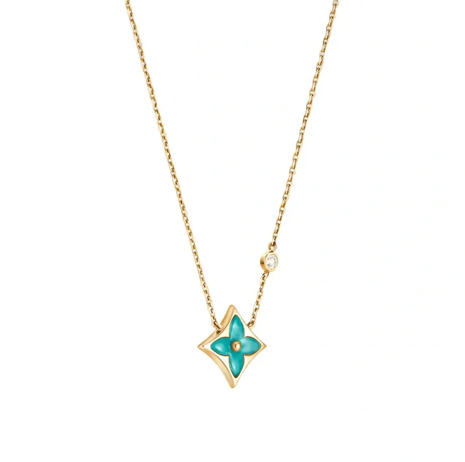 Color Muse Star Necklace - Green-Necklaces-Blizzm