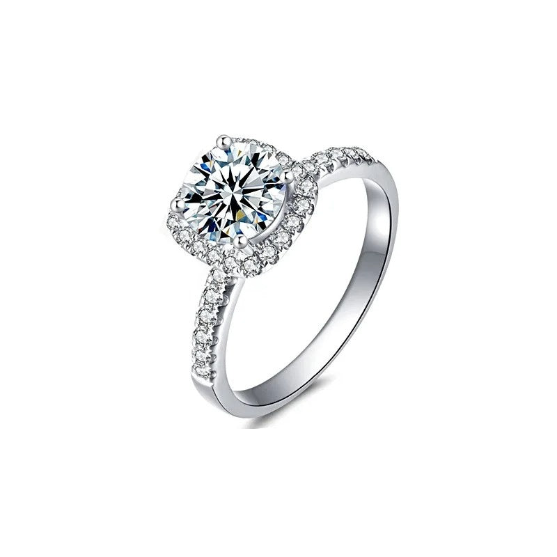 Cushion Halo Moissanite Engagement Ring