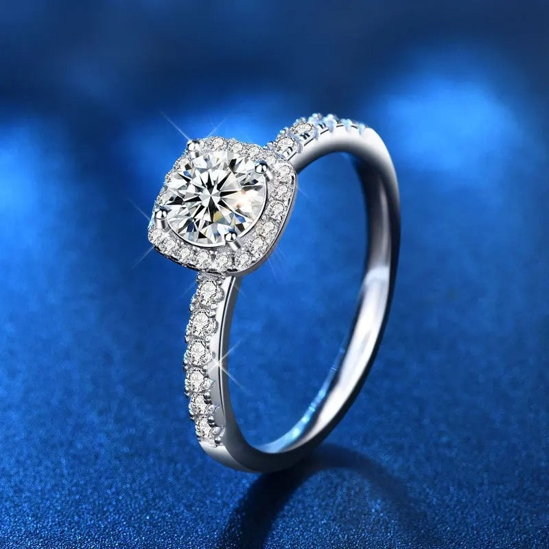 Cushion Halo Moissanite Engagement Ring