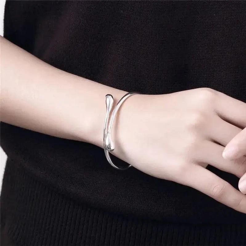 Elongated Teardrop Bangle-Bracelets-Blizzm
