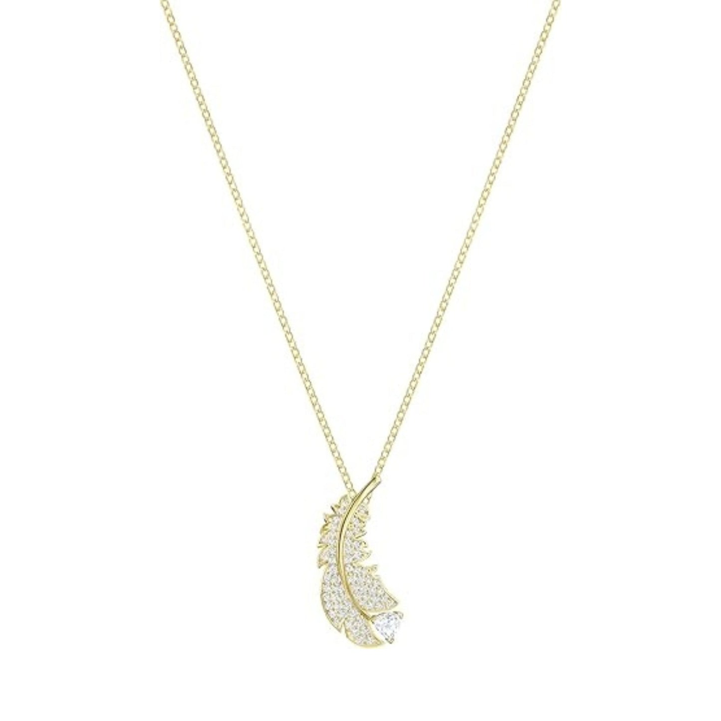 Golden Feather Radiance Necklace-Necklaces-Blizzm