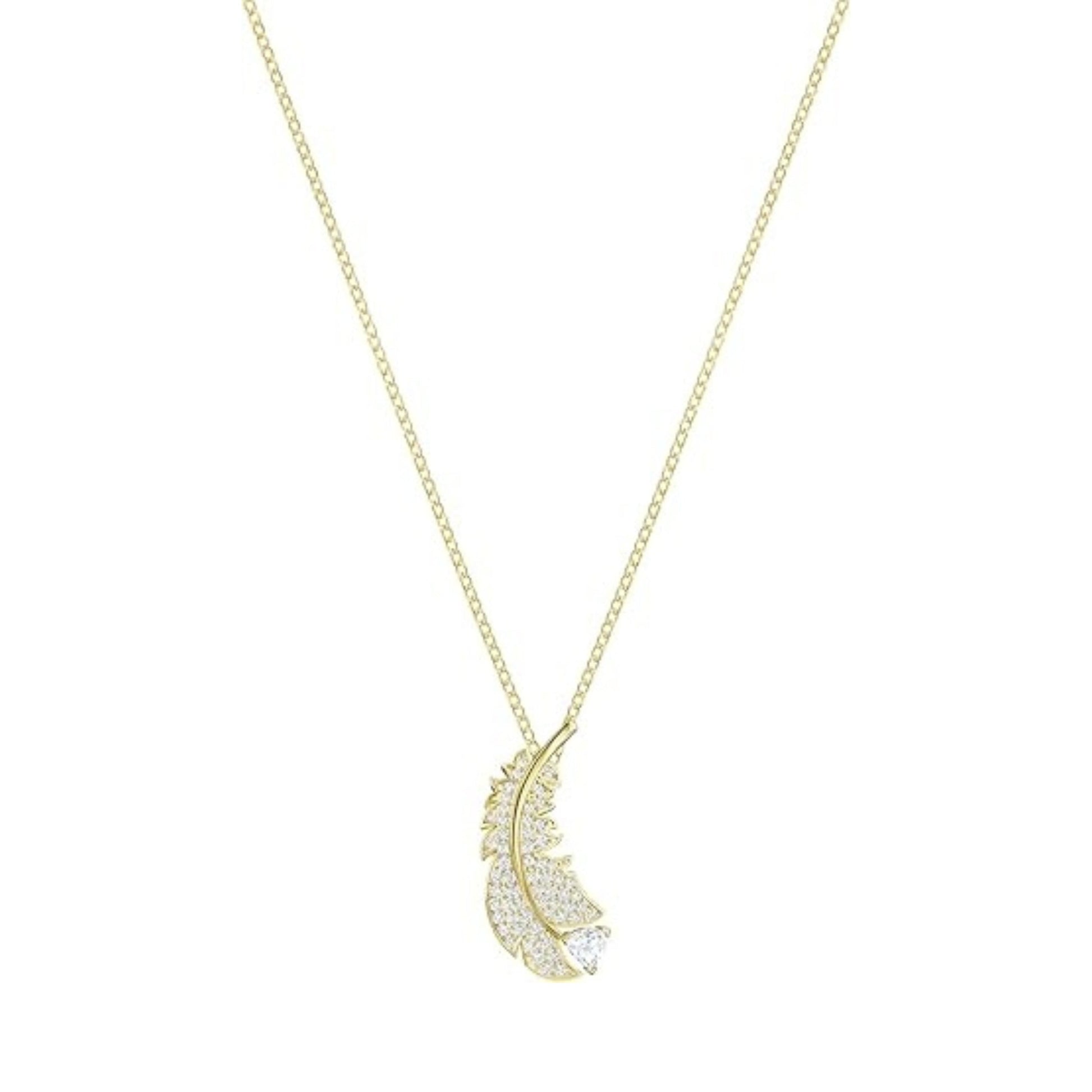 Golden Feather Radiance Necklace-Necklaces-Blizzm