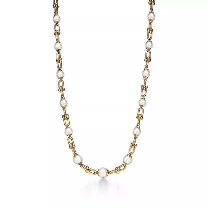 Isla Graduated Pearl Link Necklace-Necklaces-Blizzm