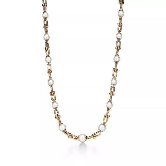 Isla Graduated Pearl Link Necklace-Necklaces-Blizzm
