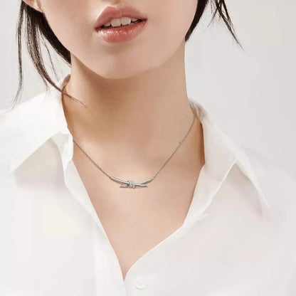 Luminous Pavé Knot Necklace-Necklaces-Blizzm