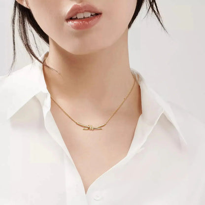 Luminous Pavé Knot Necklace-Necklaces-Blizzm