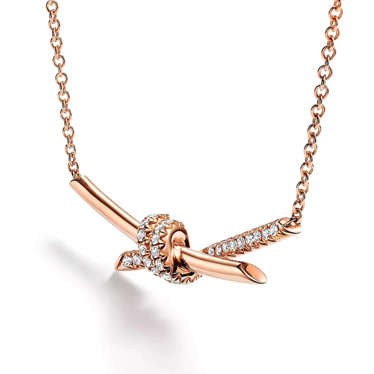 Luminous Pavé Knot Necklace-Necklaces-Blizzm