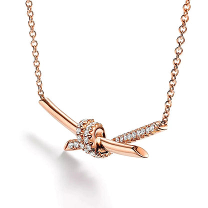 Luminous Pavé Knot Necklace-Necklaces-Blizzm