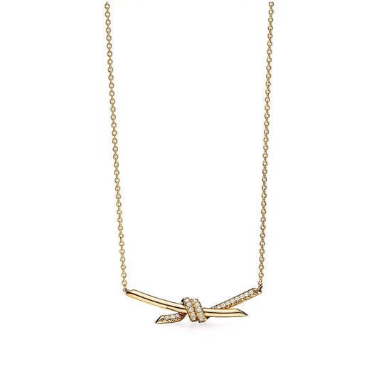 Luminous Pavé Knot Necklace-Necklaces-Blizzm
