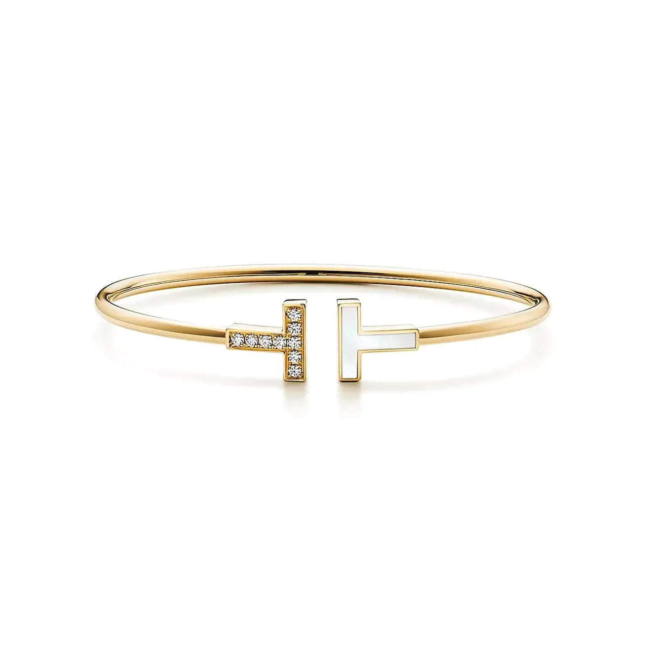 Mother of Pearl Wire Bangle-Bracelets-Blizzm