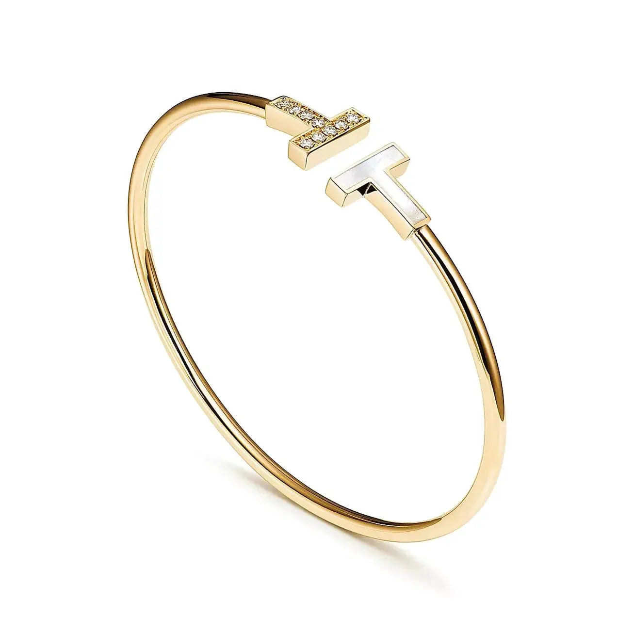 Mother of Pearl Wire Bangle-Bracelets-Blizzm