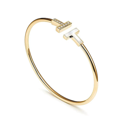 Mother of Pearl Wire Bangle-Bracelets-Blizzm
