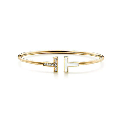 Mother of Pearl Wire Bangle-Bracelets-Blizzm