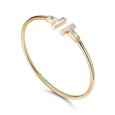 Mother of Pearl Wire Bangle-Bracelets-Blizzm