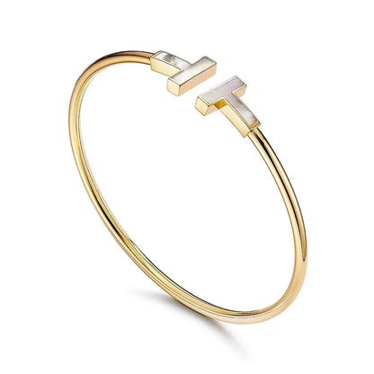 Mother of Pearl Wire Bangle-Bracelets-Blizzm