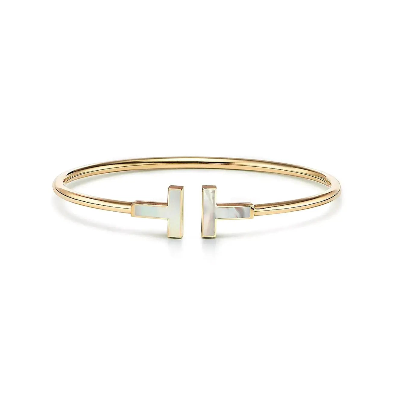 Mother of Pearl Wire Bangle-Bracelets-Blizzm