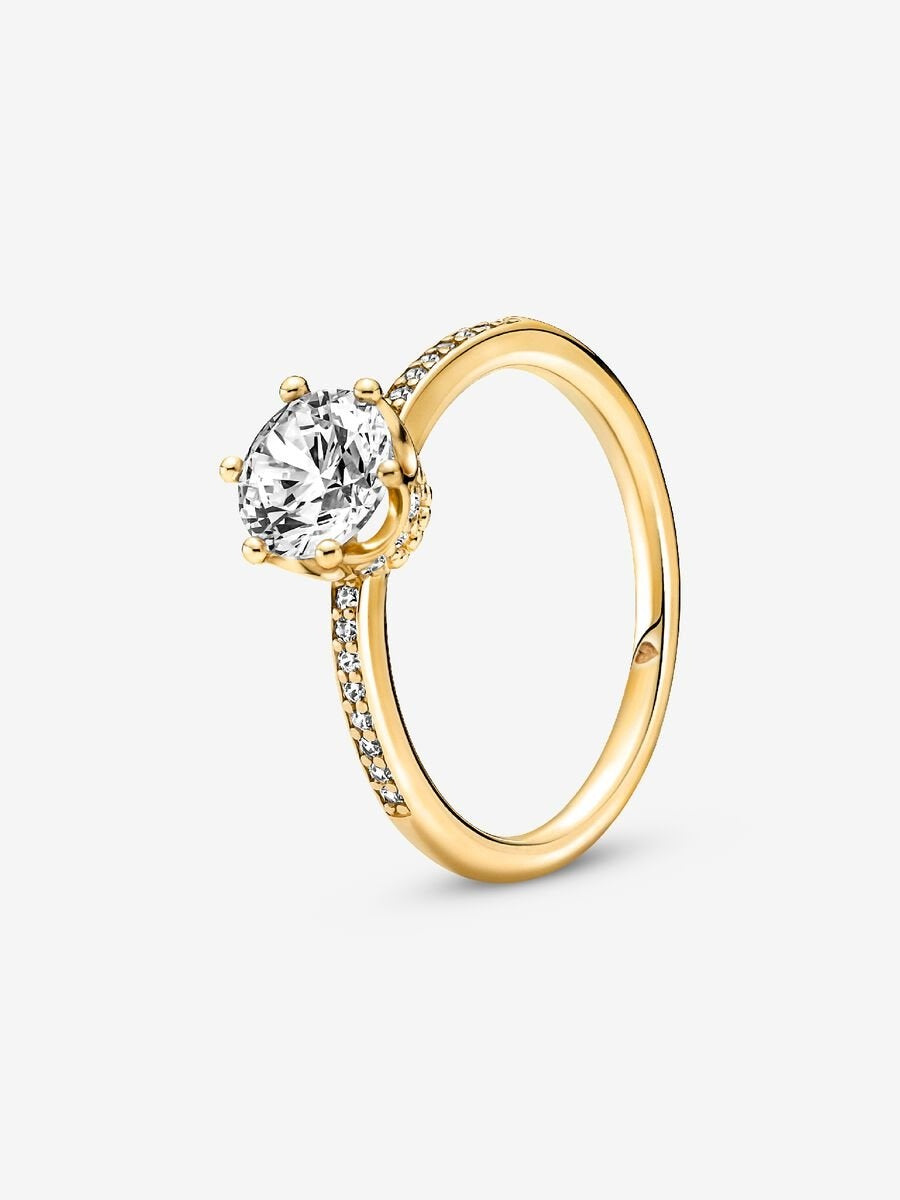 Princess Crown Solitaire Ring-Rings-Blizzm