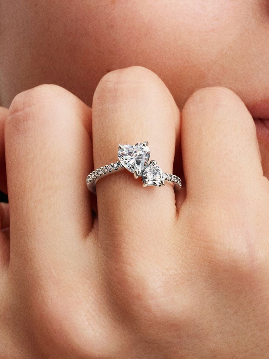 Princess Double Heart Ring-Rings-Blizzm