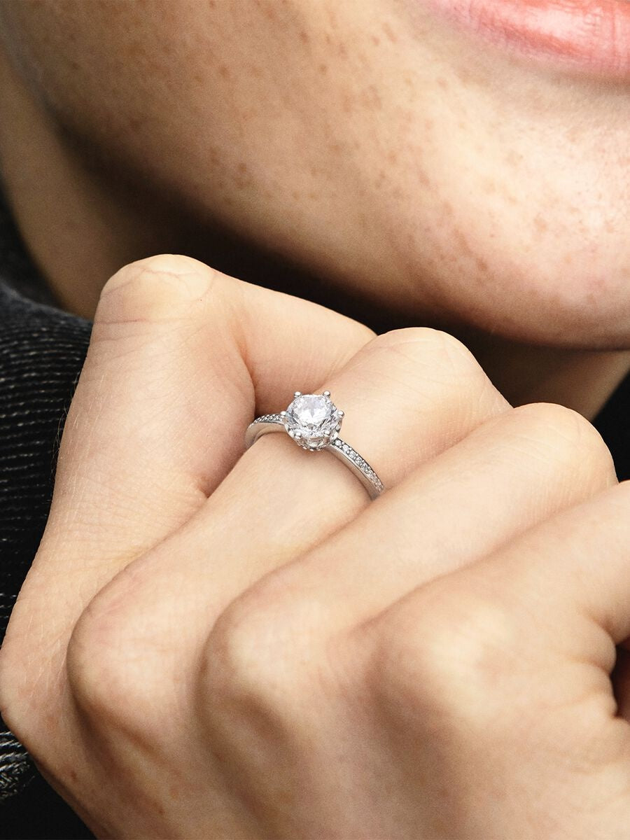 Princess Silver Crown Ring-Rings-Blizzm