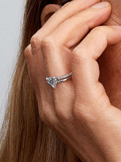 Princess Silver Heart Ring-Rings-Blizzm