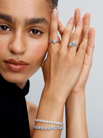 Princess Silver Heart Ring-Rings-Blizzm