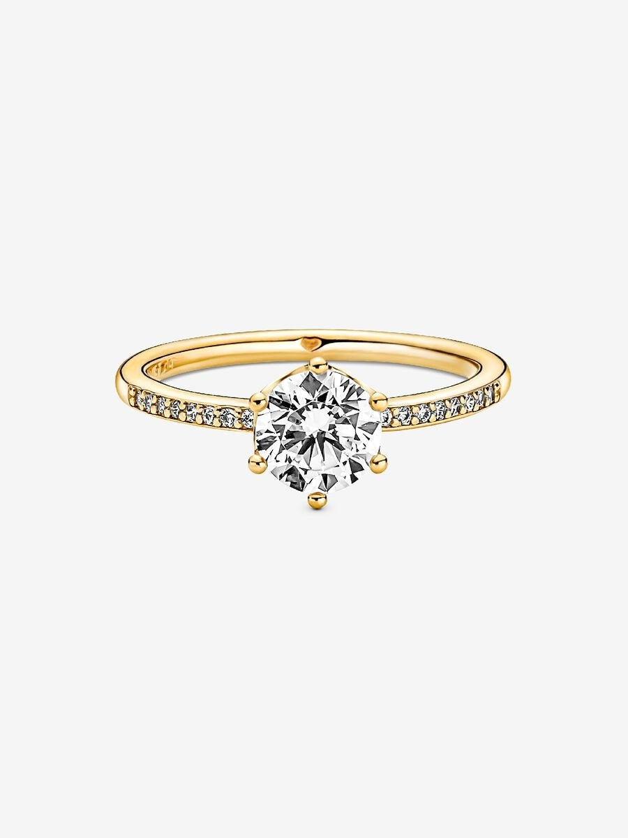 Princess Crown Solitaire Ring