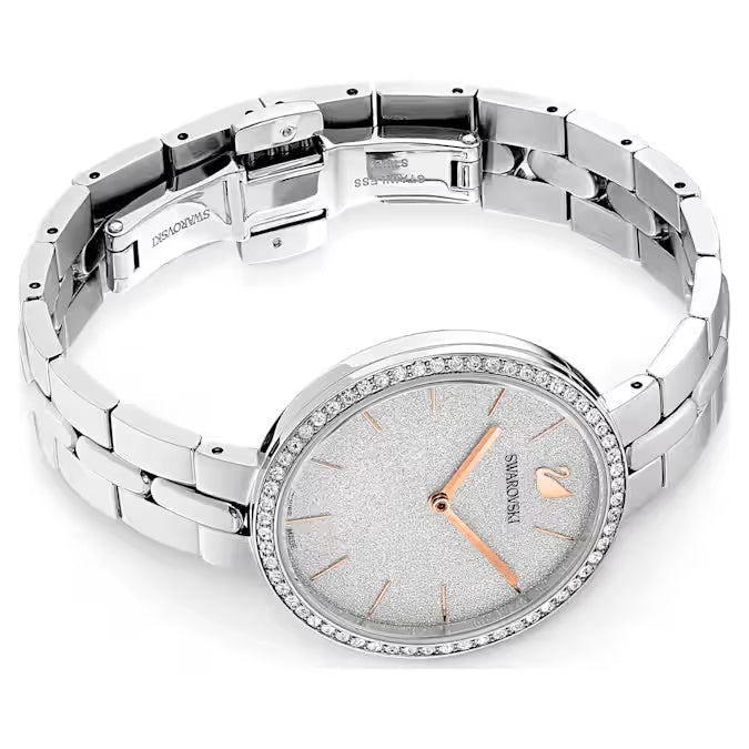 Silver Tone Stainless Steel Watch with Crystal Accents-Watches-Blizzm