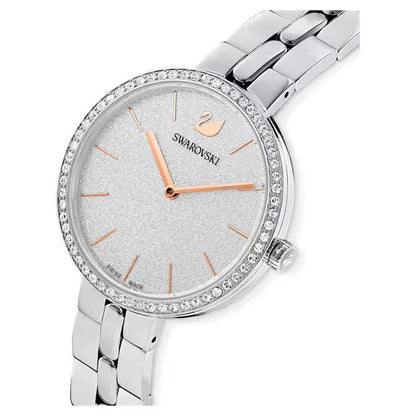 Silver Tone Stainless Steel Watch with Crystal Accents-Watches-Blizzm