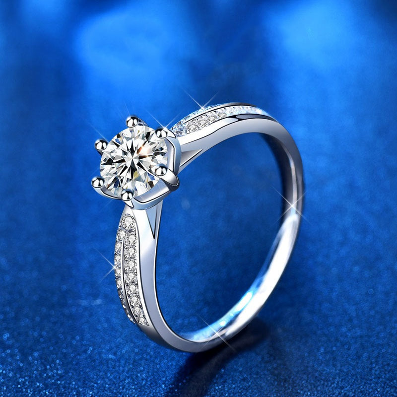Six-Prong Crown Moissanite Ring