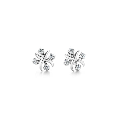 Sixteen Stone X-Motif Crystal Earrings-Earrings-Blizzm