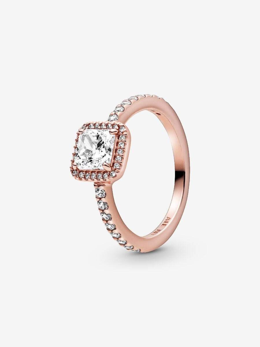 Solara Square Halo Ring