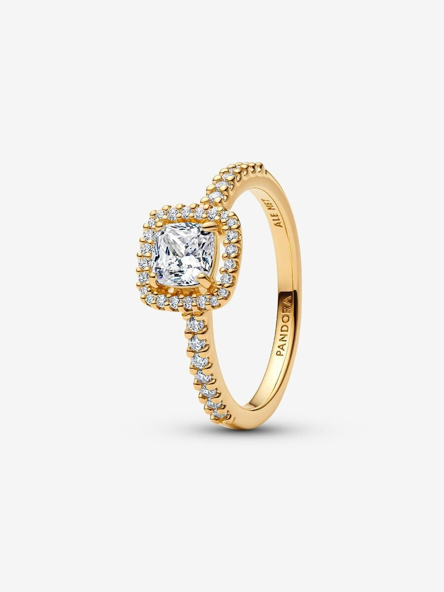 Solara Square Halo Ring
