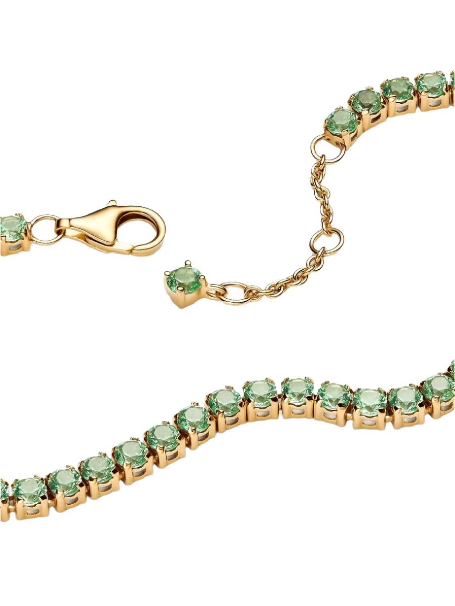 Sparkling Green Crystal Tennis Bracelet-Bracelets-Blizzm