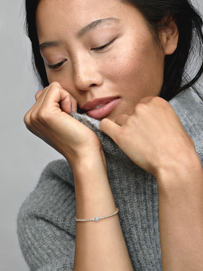 Sparkling Halo Tennis Bracelet-Bracelets-Blizzm