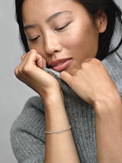 Sparkling Halo Tennis Bracelet-Bracelets-Blizzm