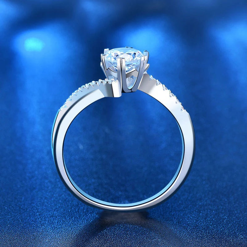 Twist Band Round Moissanite Engagement Ring