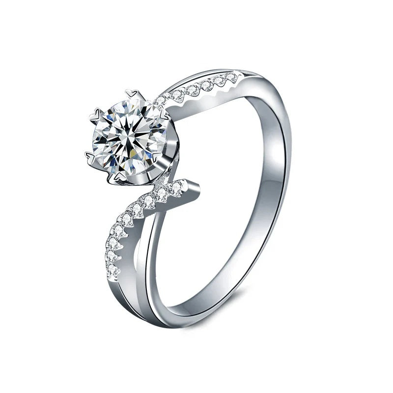 Twist Band Round Moissanite Engagement Ring