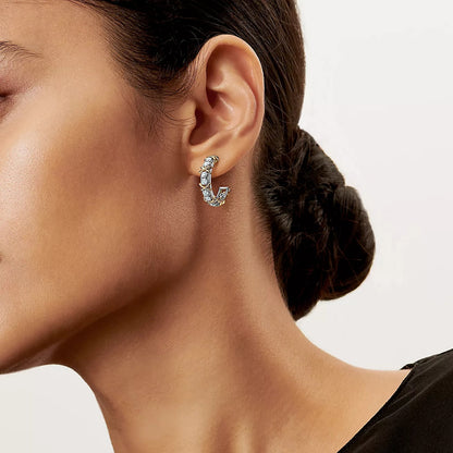 X-Motif Crystal Hoop Earrings-Earrings-Blizzm