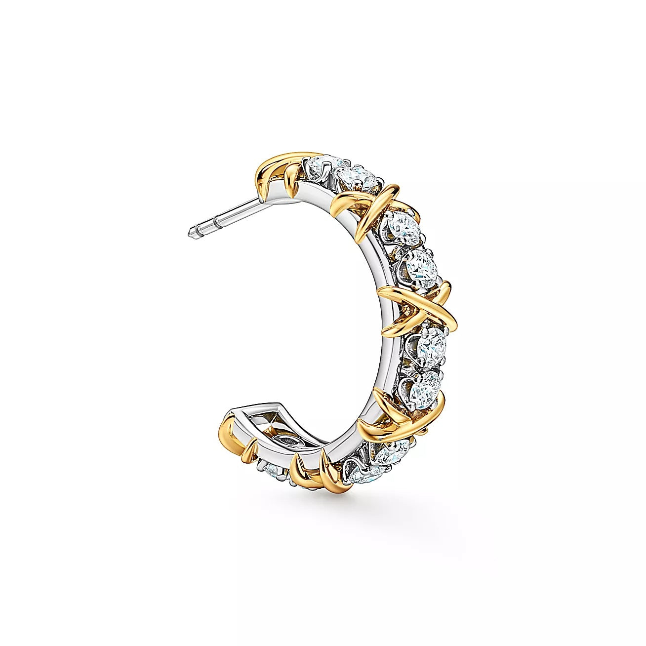 X-Motif Crystal Hoop Earrings-Earrings-Blizzm