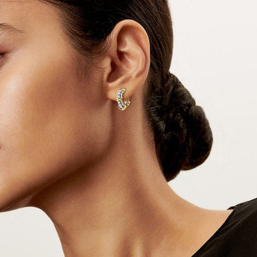 X-Motif Narrow Crystal Hoops-Earrings-Blizzm