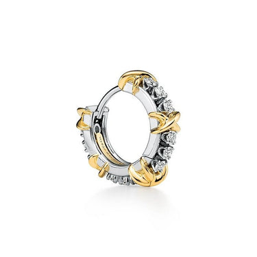 X-Motif Narrow Crystal Hoops-Earrings-Blizzm