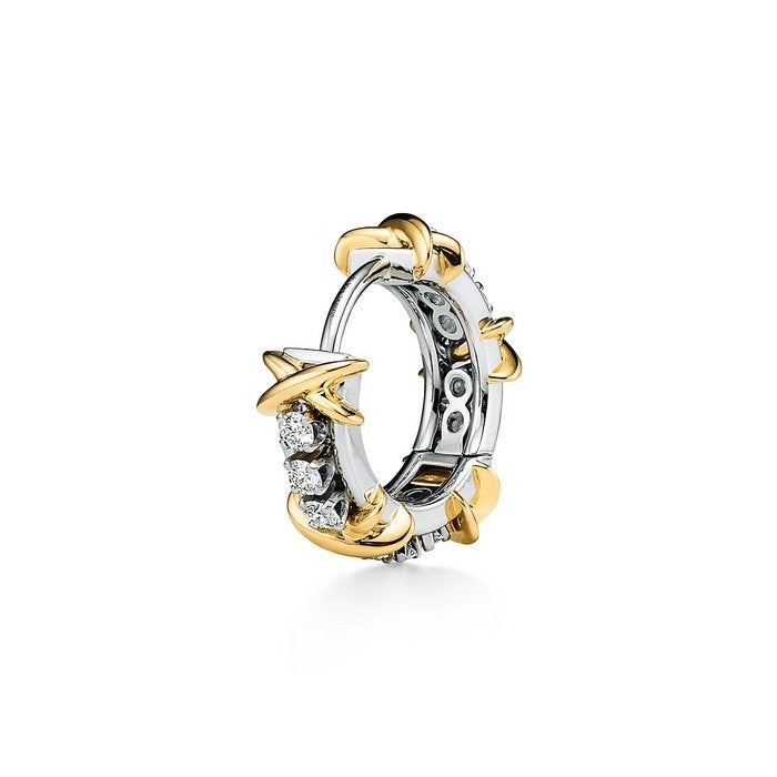 X-Motif Narrow Crystal Hoops-Earrings-Blizzm