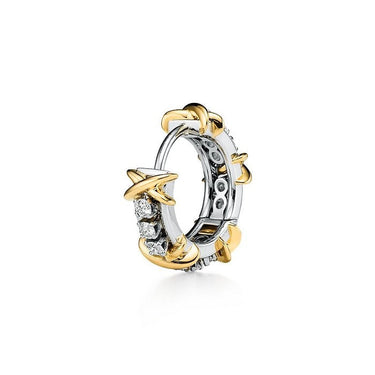 X-Motif Narrow Crystal Hoops-Earrings-Blizzm