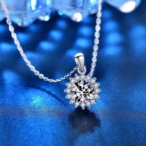 Moissanite Sunflower Silver Necklace